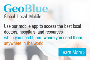 GeoBlue Mobile App Ad Banner. Use our mobile app to access doctors, hospitals and resources. Learn more about our app.